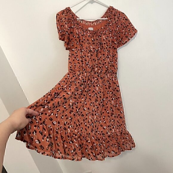 SIENNA SKY Rose Pink Navy ish Cheetah Leopard Animal On / Off the Shoulder Dress - Picture 9 of 15